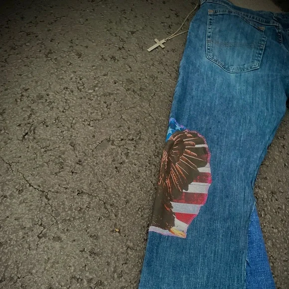Artistic Embellished Blue Jeans